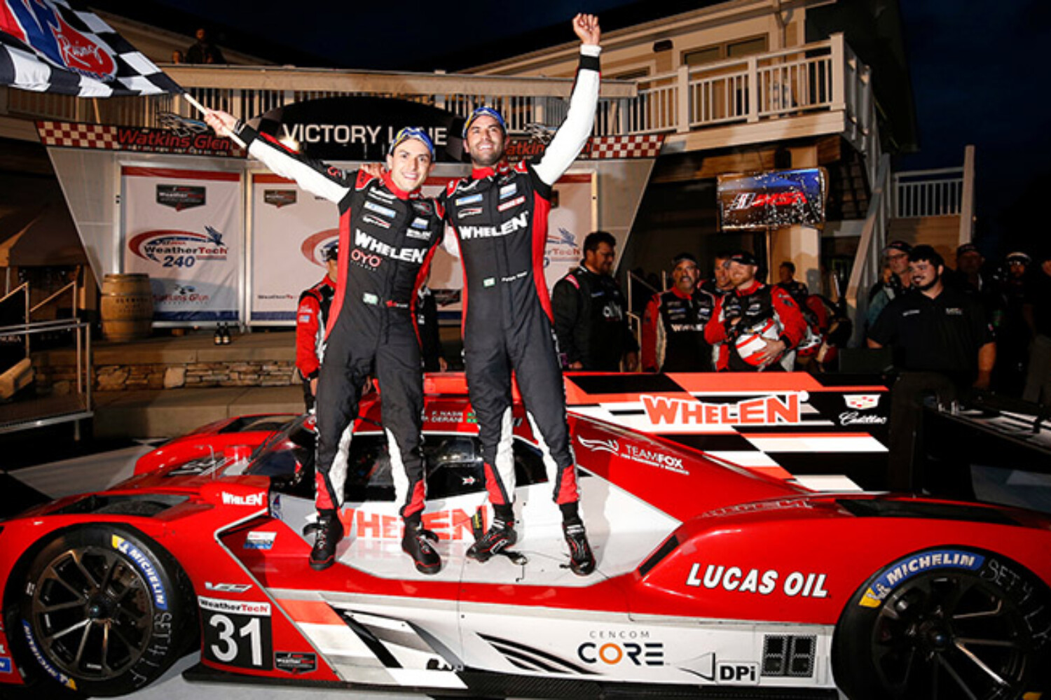 #31: Whelen Engineering Racing Cadillac DPi, DPi: Felipe Nasr, Pipo Derani, victory lane, celebration