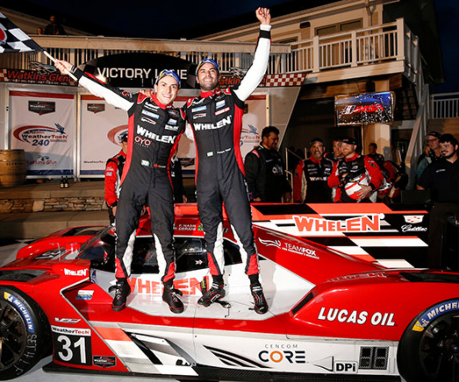 #31: Whelen Engineering Racing Cadillac DPi, DPi: Felipe Nasr, Pipo Derani, victory lane, celebration